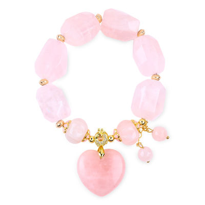 ποιότητας  14MM Multi Facted Rose Quartz Stone Crystal Bracelet Heart Carving εργοστάσιο