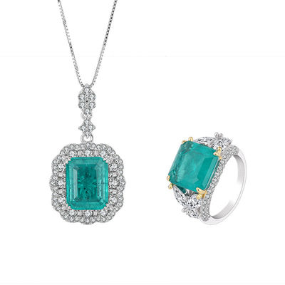 ποιότητας  Zircon Square Gemstone Necklace Pendant Ring Set For Birthday Gift εργοστάσιο