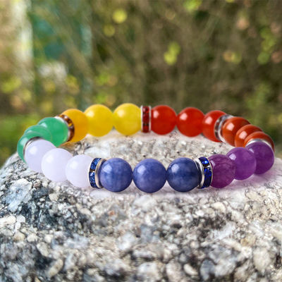 4mm/6mm/8mm/12mm Χειροποίητο Κρυστάλλινο 7 Chakra βραχιόλι μήκος 18cm