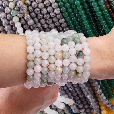 Tian Shan Green Jade Round Bead φυσικό κρύσταλλο πετράδι διαφόρων μεγεθών χάντρες χαλαρές κλωστές χάντρες για DIY κατασκευή κοσμημάτων