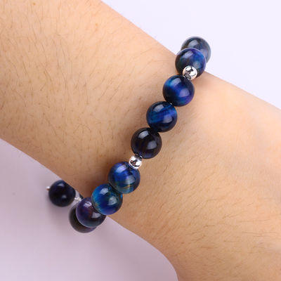 Κρύσταλλο πετράδι 8mm Rainbow Tiger Eye με χιονόσπλεγμα Charm Stretch βραχιόλι για δώρο