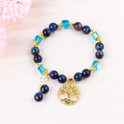 Θεραπευτικό φυσικό κρύσταλλο 8mm Rainbow Tiger Eye Tree Of Life Μασέλια βραχιόλι για καθημερινή χρήση
