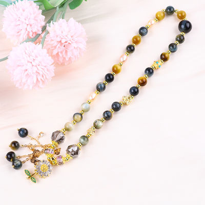 Μοναδικό 8MM με όνειρο Tiger Eye SunFlower Spinner Charm Blessing Κρυστάλλινο διπλό στρώμα βραχιόλι