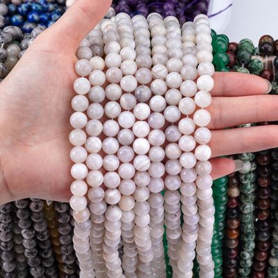 8mm White Crazy Lace Agate Loose Beads OEM ODM Για χειροτεχνίες DIY