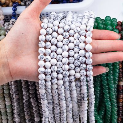 Κρυστάλλινη πέτρα 8MM Howlite στρογγυλό σχήμα πετράδι χαλαρό μαργαριτάρι για το βραχιόλι κολιέ κατασκευή