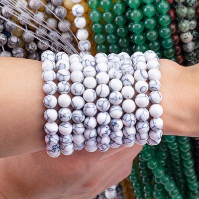 Κρυστάλλινη πέτρα 8MM Howlite στρογγυλό σχήμα πετράδι χαλαρό μαργαριτάρι για το βραχιόλι κολιέ κατασκευή