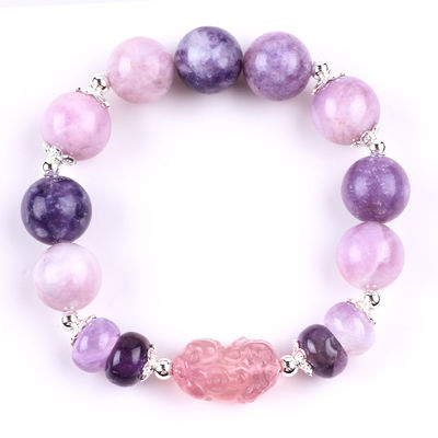 14MM μωβ Μίκα βραχιόλι φθοριούχο Pixiu Stretch Bead βραχιόλι φέρνει τυχερή περιουσία