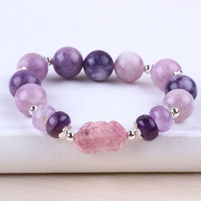 14MM μωβ Μίκα βραχιόλι φθοριούχο Pixiu Stretch Bead βραχιόλι φέρνει τυχερή περιουσία