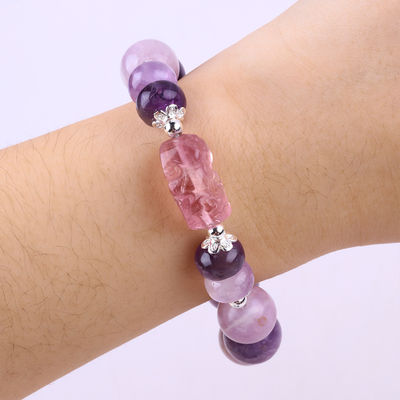 14MM μωβ Μίκα βραχιόλι φθοριούχο Pixiu Stretch Bead βραχιόλι φέρνει τυχερή περιουσία