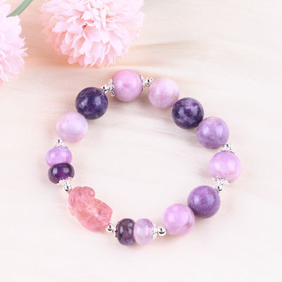 14MM μωβ Μίκα βραχιόλι φθοριούχο Pixiu Stretch Bead βραχιόλι φέρνει τυχερή περιουσία