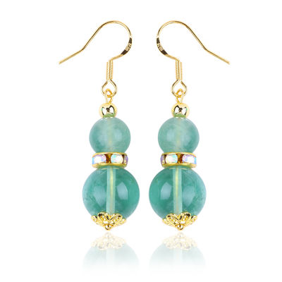 Χειροποίητο DIY Bead Green Fluorite Crystal Short Drop Hook Earring Earring Gemstone Earring για δωρεάν