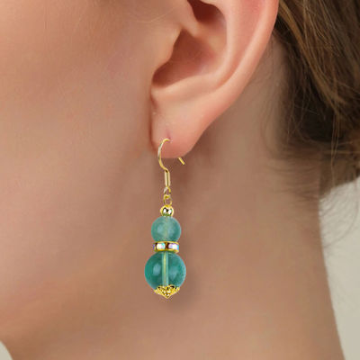Χειροποίητο DIY Bead Green Fluorite Crystal Short Drop Hook Earring Earring Gemstone Earring για δωρεάν