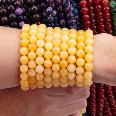 8mm ελαφρύτερο μέλι jade gemstone μαργαριτάρια θεραπευτική κρυστάλλινη πέτρα μαργαριτάρια για την κατασκευή κοσμημάτων