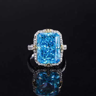 Πιόλε / Aqua Blue / Yellow Gemstone 925 Sterling Silver Zircon Δαχτυλίδι αρραβώνων