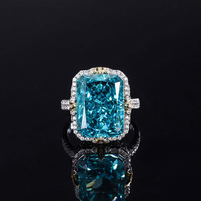 Πιόλε / Aqua Blue / Yellow Gemstone 925 Sterling Silver Zircon Δαχτυλίδι αρραβώνων
