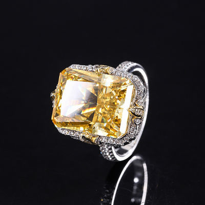 Πιόλε / Aqua Blue / Yellow Gemstone 925 Sterling Silver Zircon Δαχτυλίδι αρραβώνων