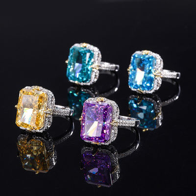 Πιόλε / Aqua Blue / Yellow Gemstone 925 Sterling Silver Zircon Δαχτυλίδι αρραβώνων