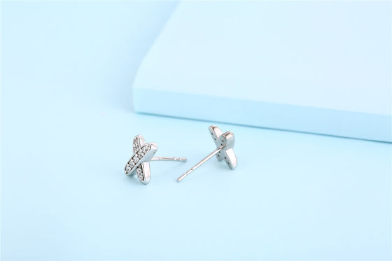 X σχήμα 925 Moissanite Stud σκουλαρίκια Sterling Silver κοσμήματα