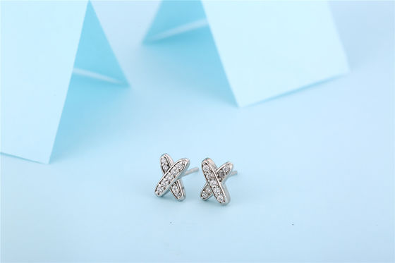 X σχήμα 925 Moissanite Stud σκουλαρίκια Sterling Silver κοσμήματα