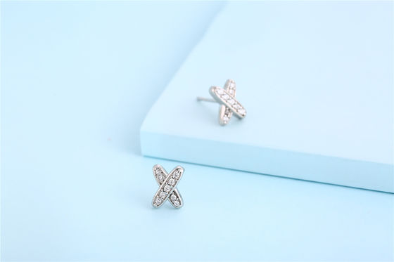 X σχήμα 925 Moissanite Stud σκουλαρίκια Sterling Silver κοσμήματα