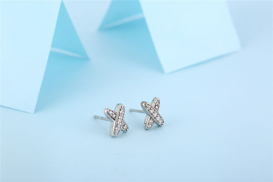 X σχήμα 925 Moissanite Stud σκουλαρίκια Sterling Silver κοσμήματα