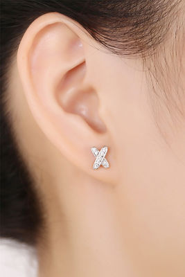 X σχήμα 925 Moissanite Stud σκουλαρίκια Sterling Silver κοσμήματα