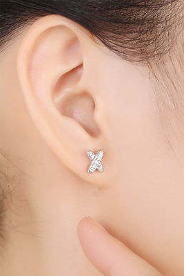 X σχήμα 925 Moissanite Stud σκουλαρίκια Sterling Silver κοσμήματα