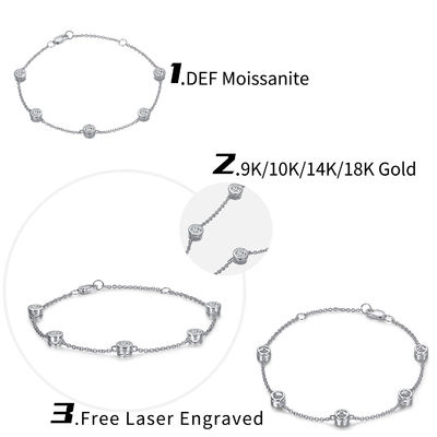 Πανέξυπνο 925 Sterling Silver Moissanite Διαμαντένιο βραχιόλι Γυναίκες
