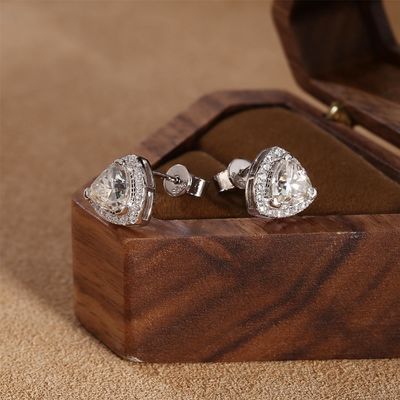 Moissanite 925 Sterling Silver Stud Earrings Υποστήριξη OEM ODM
