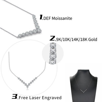 Χρυσό Moissanite 18k Διαμαντένιο Χαμόγελο Κολιέ Κεραυνό Για Δώρο