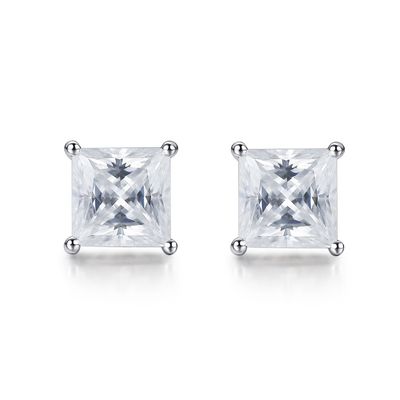 Κουβικό 18K χρυσό Moissanite διαμαντένια σκουλαρίκια Stud για δώρο γενεθλίων