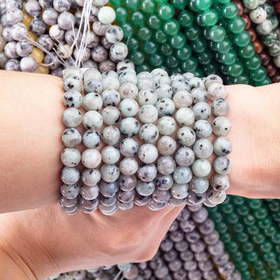 8MM γυαλισμένο φυσικό Kiwi Jasper Beads κατασκευή κοσμημάτων περιδέραιο βραχιόλι σκουλαρίκι