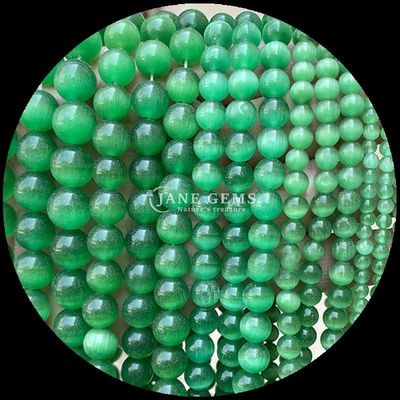 Στρογγυλό σχήμα gem bead πολύχρωμο μπλε πράσινο πορτοκαλί χρώμα γάτα μάτι χαλαρά μαργαριτάρια νήματα για βραχιόλια